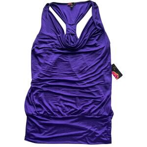 Forever 21 Satin Top Silky Purple Banded Hem Womens Size Large 90s Y2K NWT